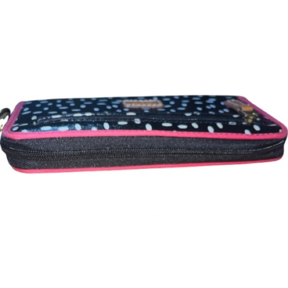 Fossil Black Mini Dot Key Per Zip Around Long Wallet, NWOT - Picture 3 of 12